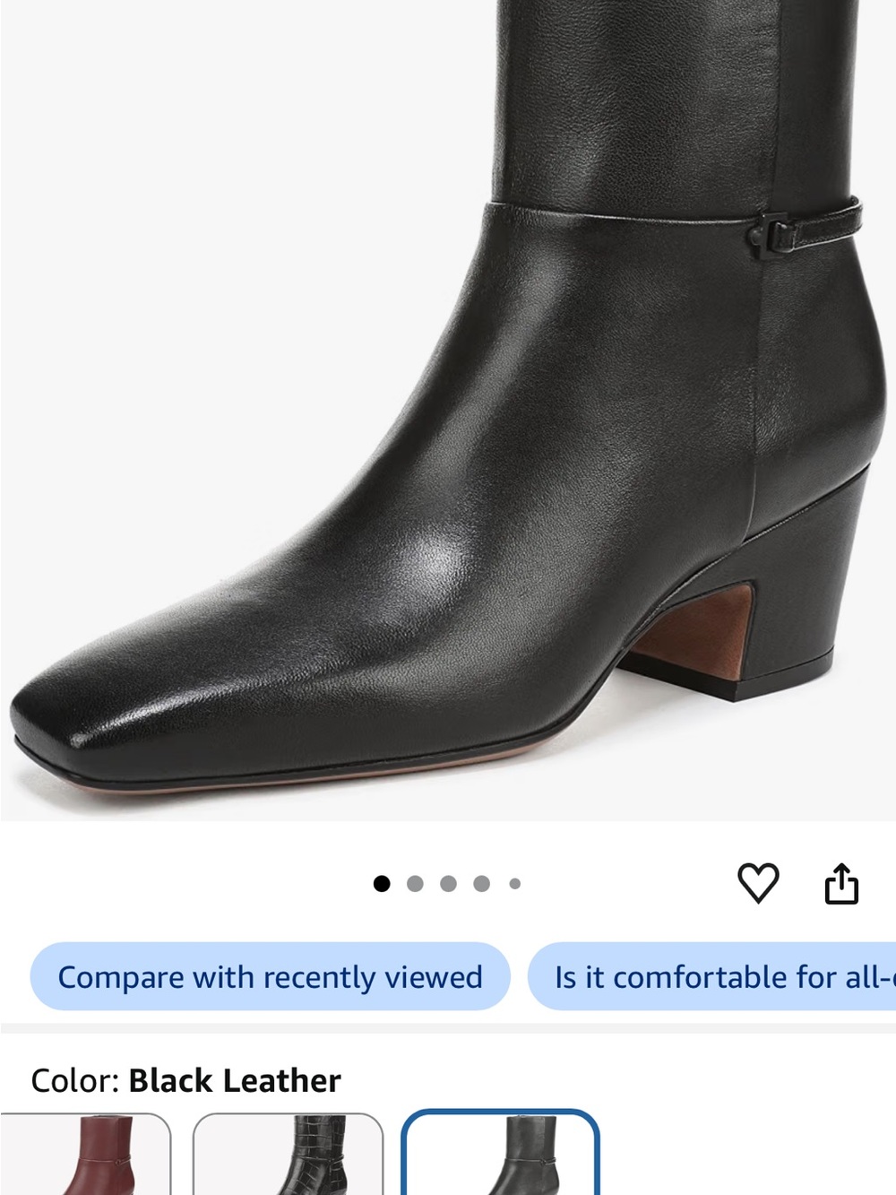 Franco Sarto Black Leather Mid-Block Ankle Boot
